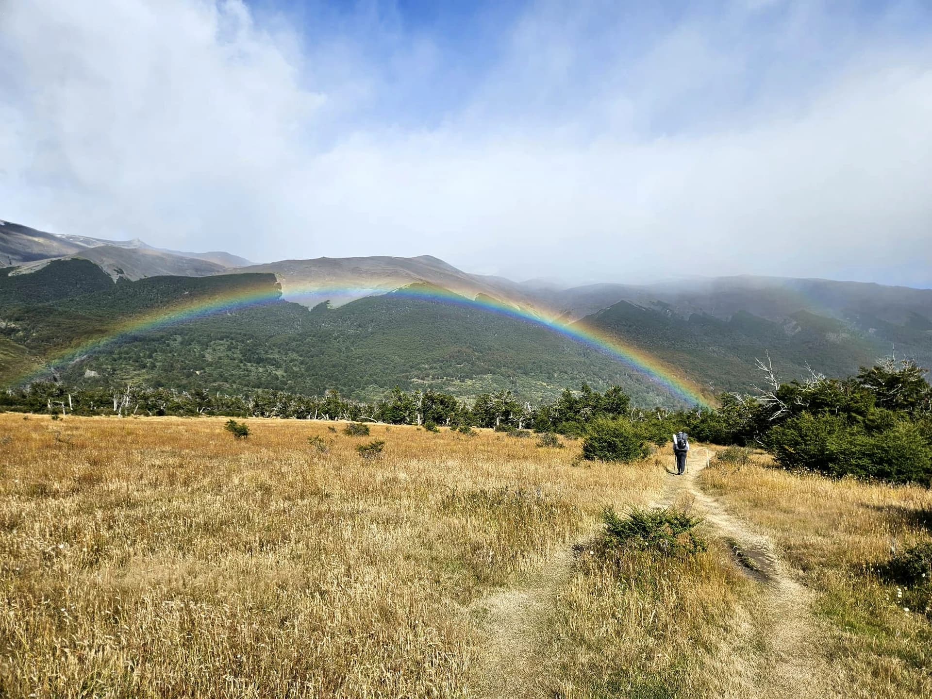 A rainbow over the open pampa on the way to Camp Serón