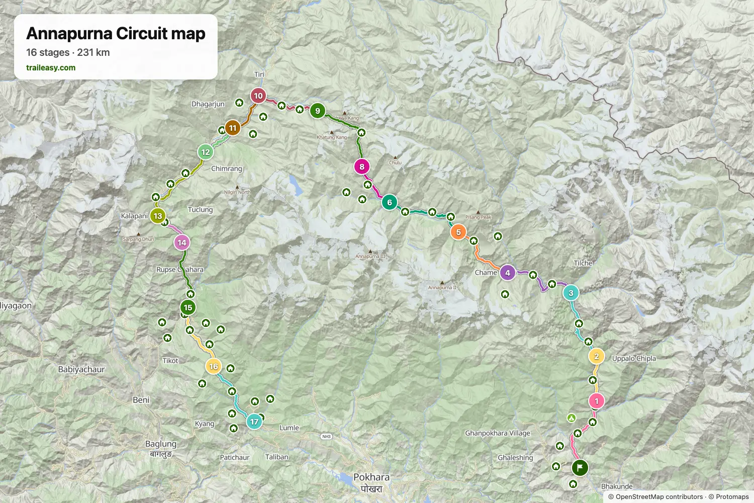Map of the Annapurna Circuit