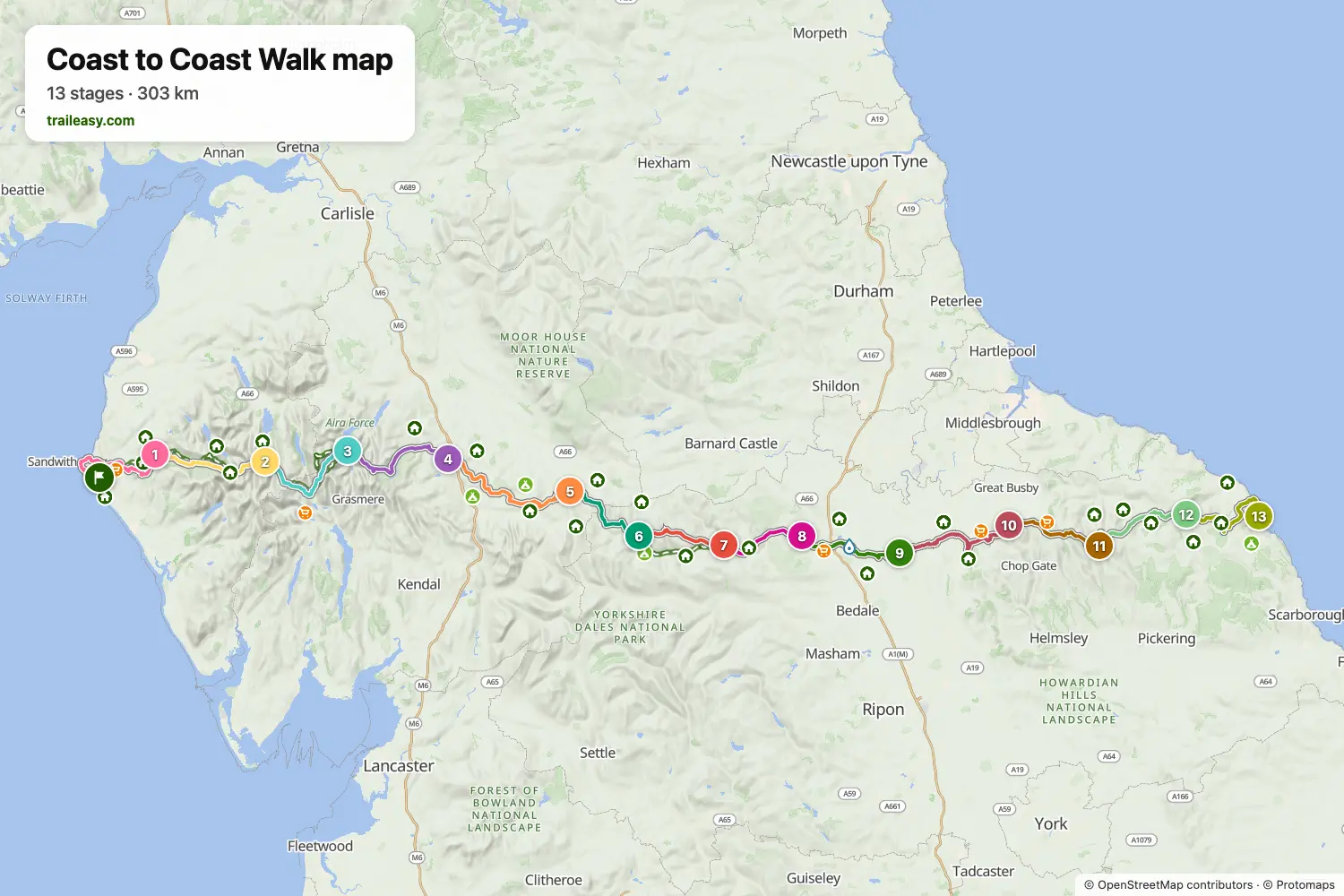 Map of the Coast to Coast Walk