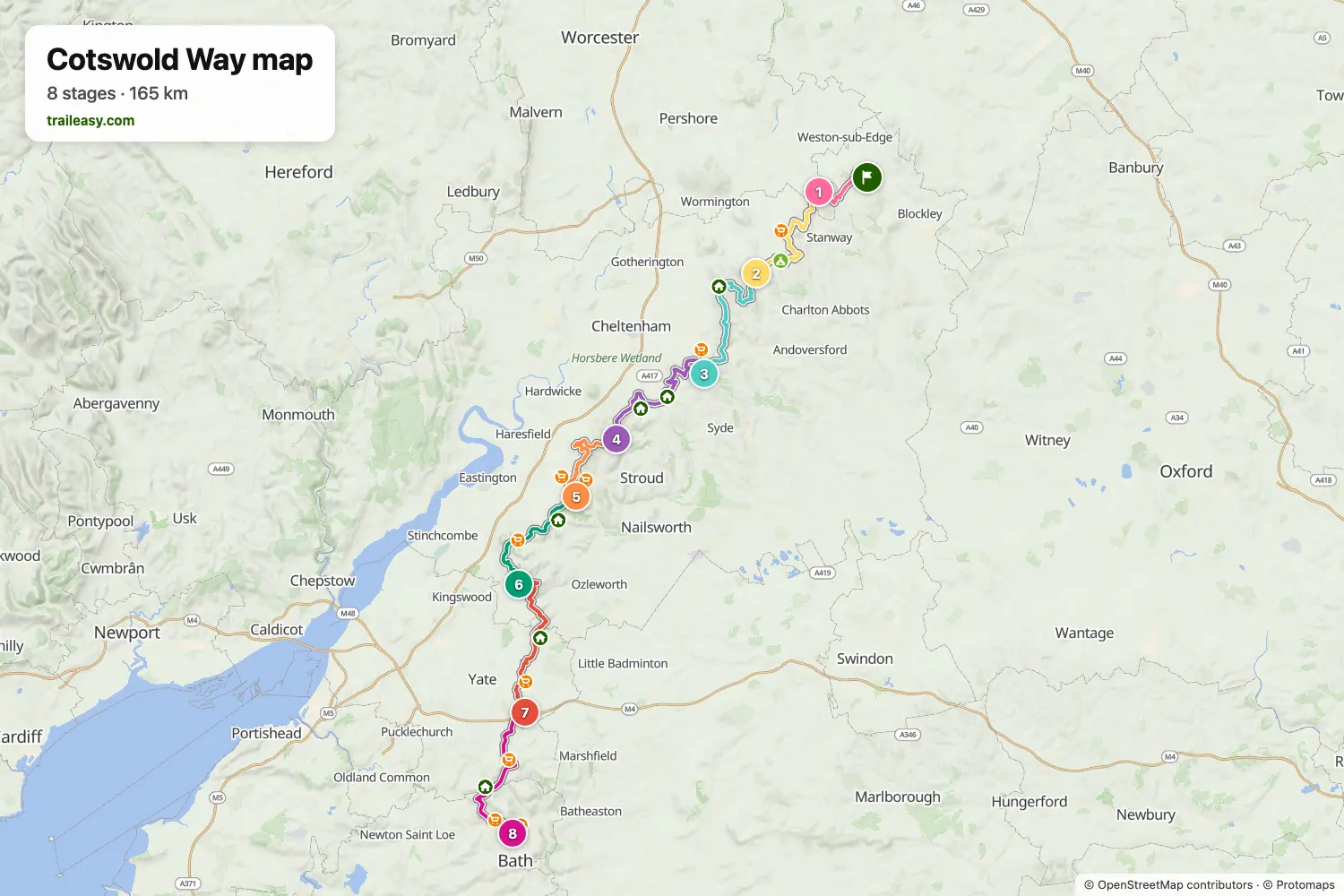 Map of the Cotswold Way