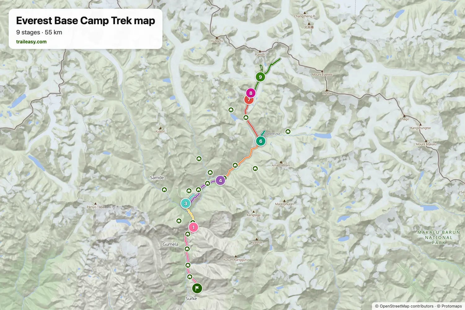 Map of the Everest Base Camp Trek