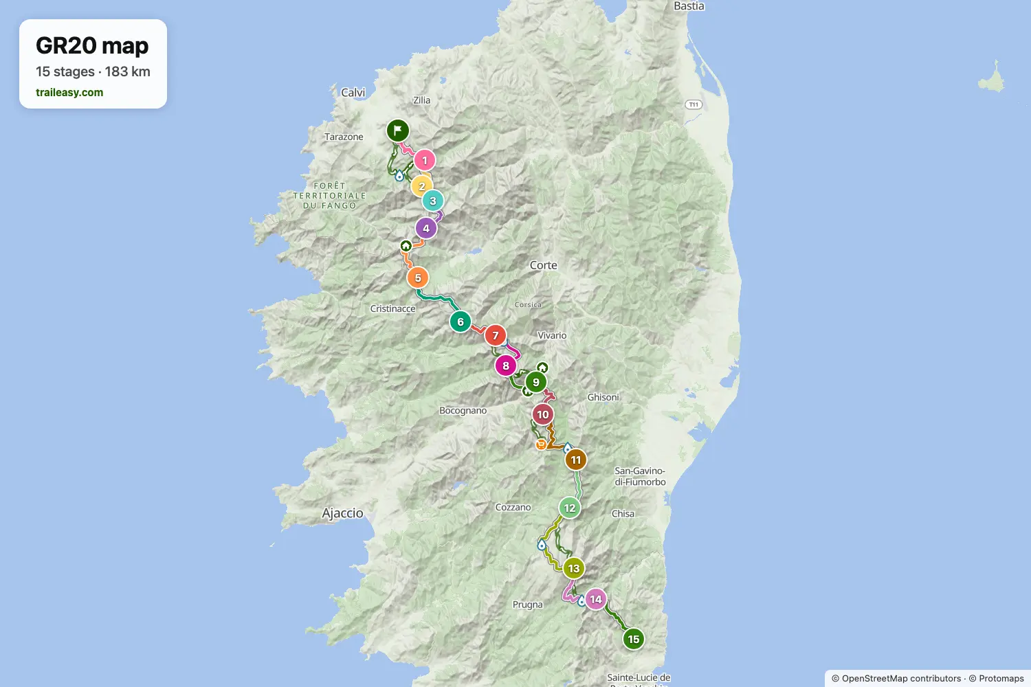 Map of the GR20