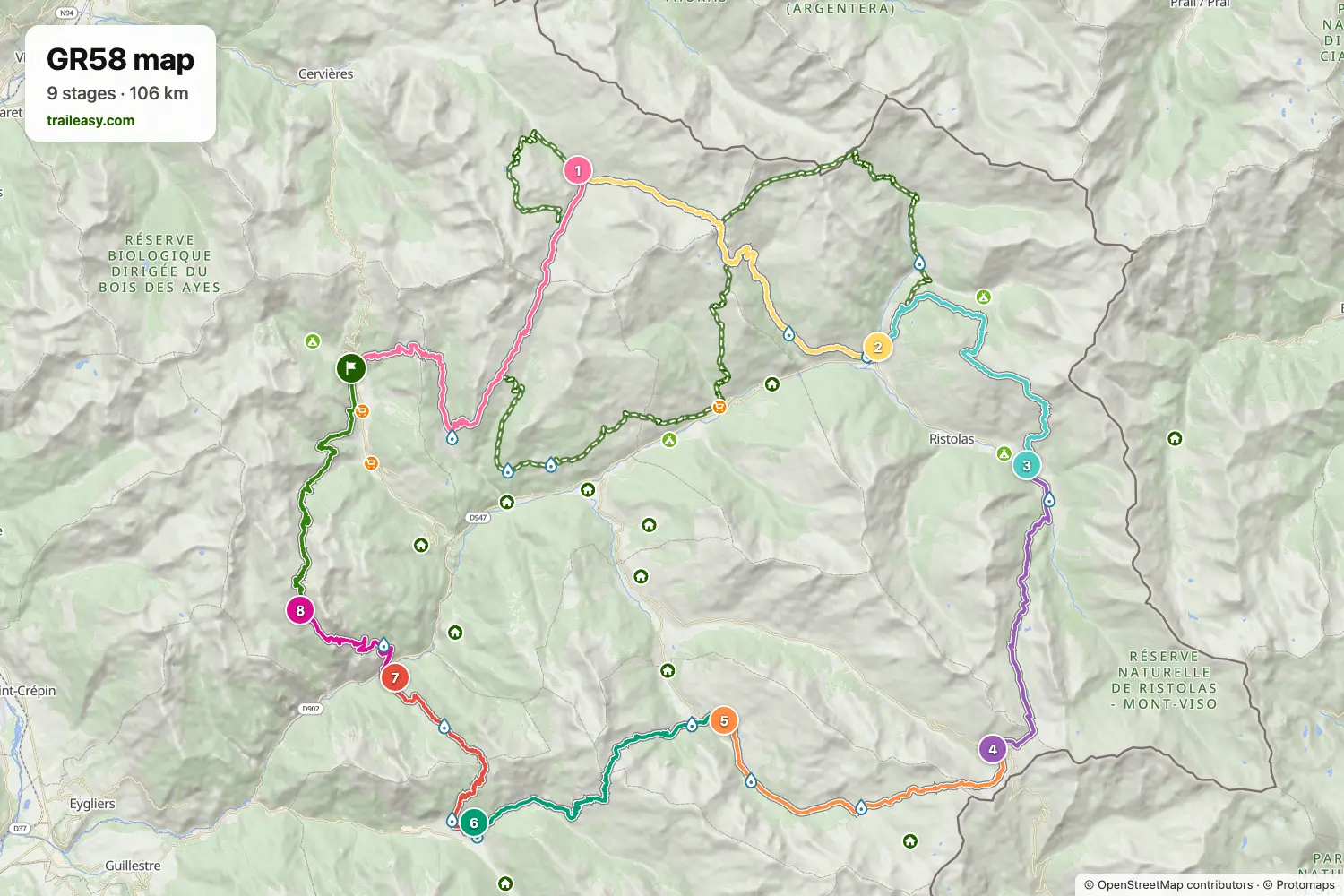 Carte du GR58