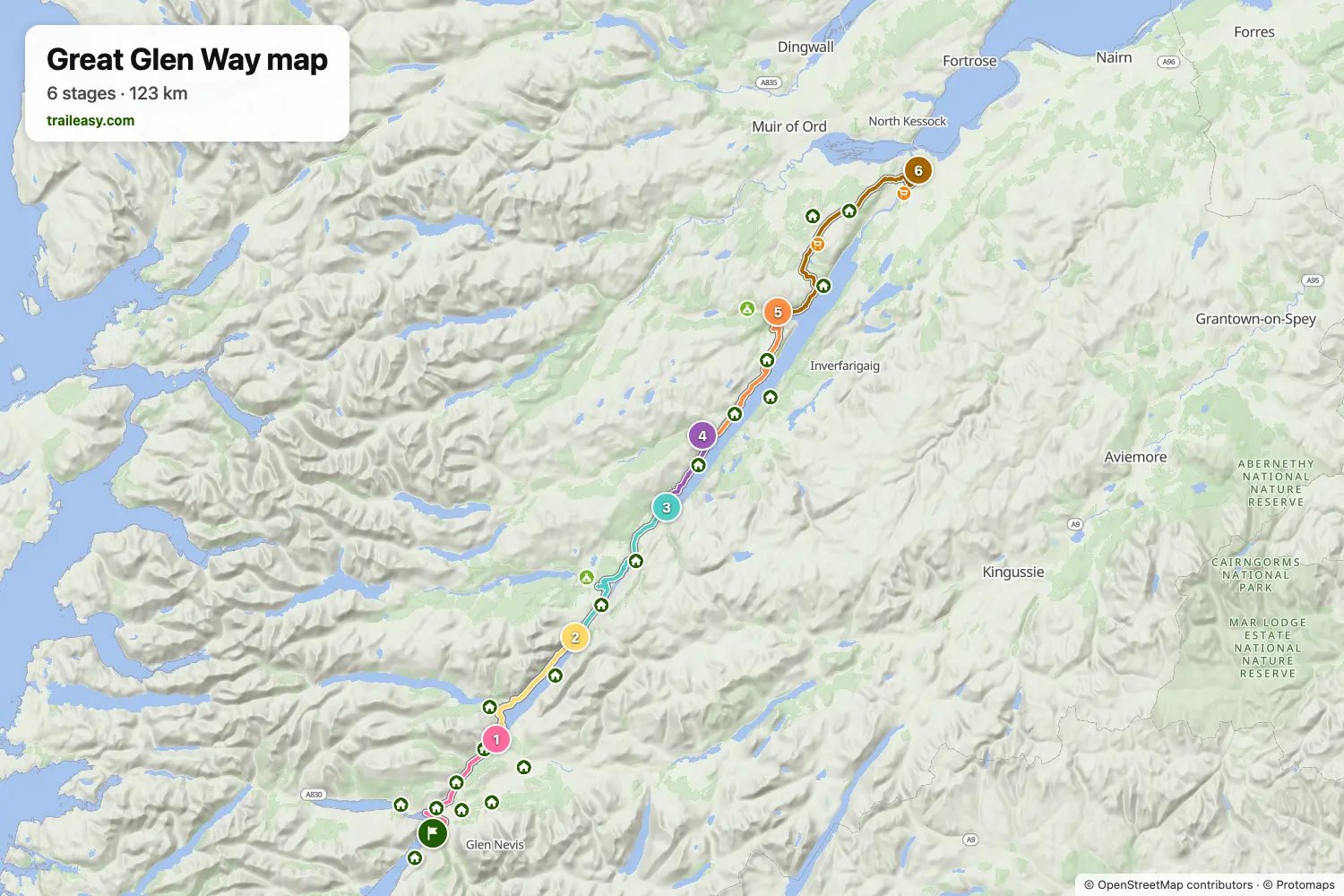 Map of the Great Glen Way