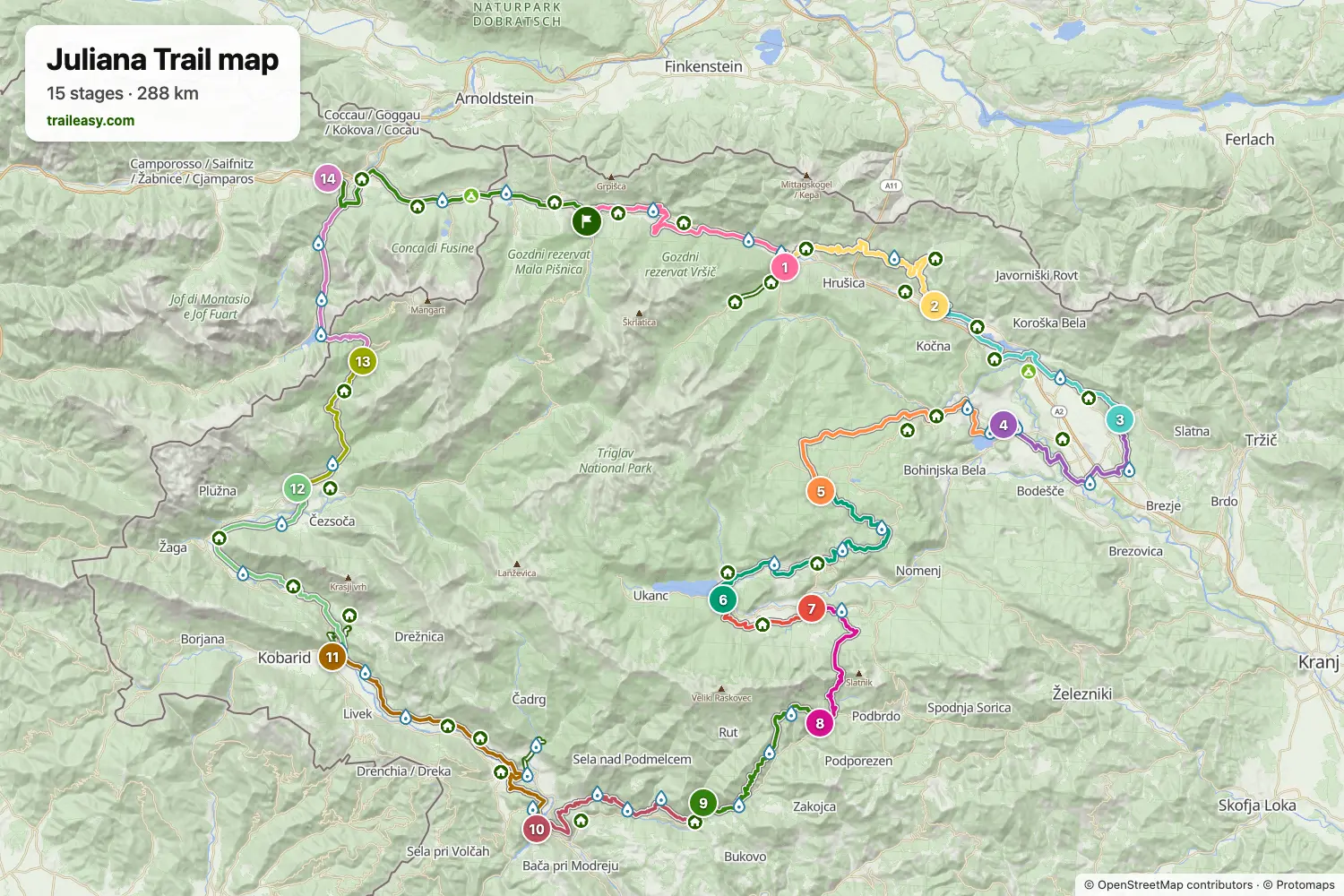 Map of the Juliana Trail