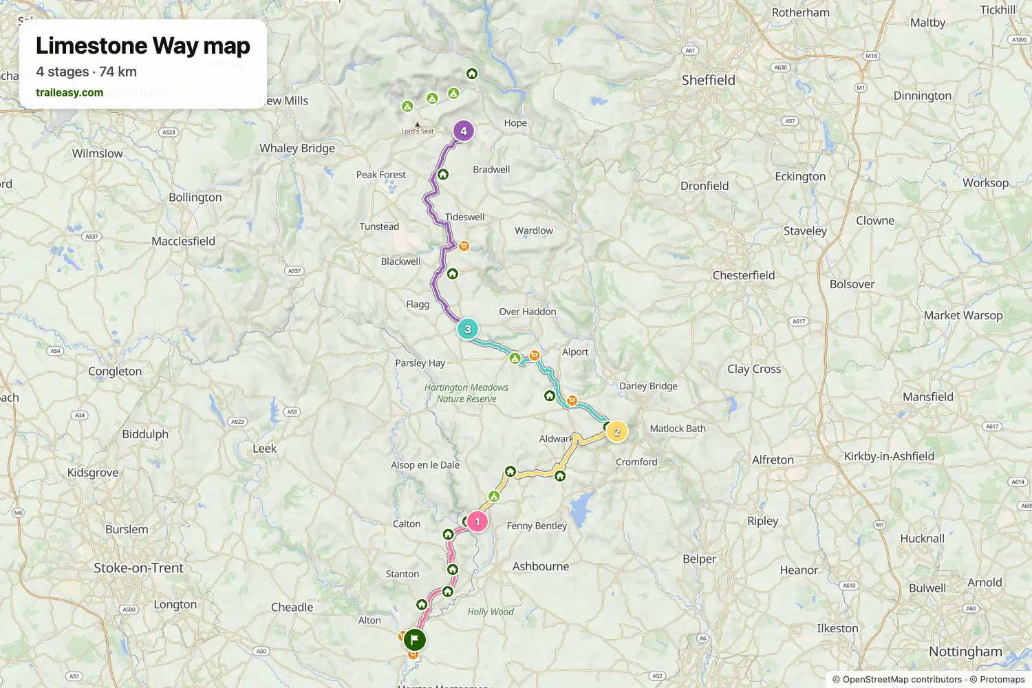 Map of the Limestone Way