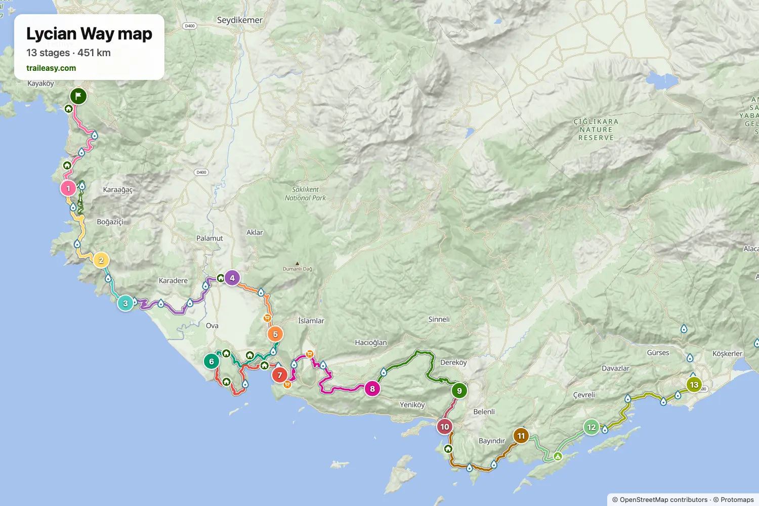 Map of the Lycian Way