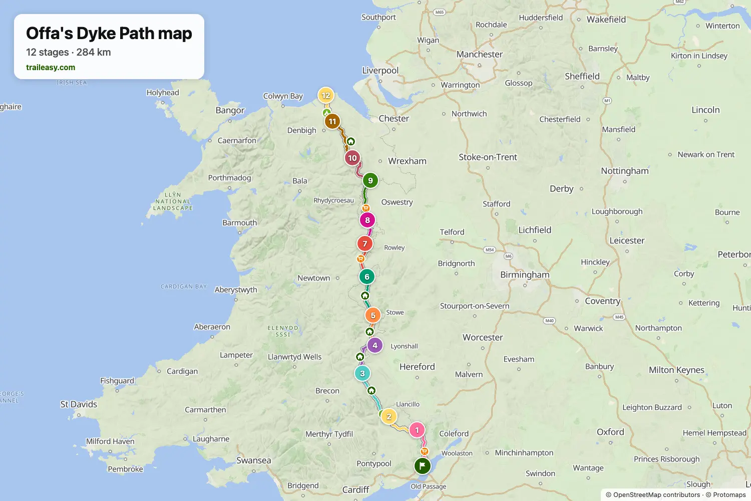 Map of the Offa's Dyke Path