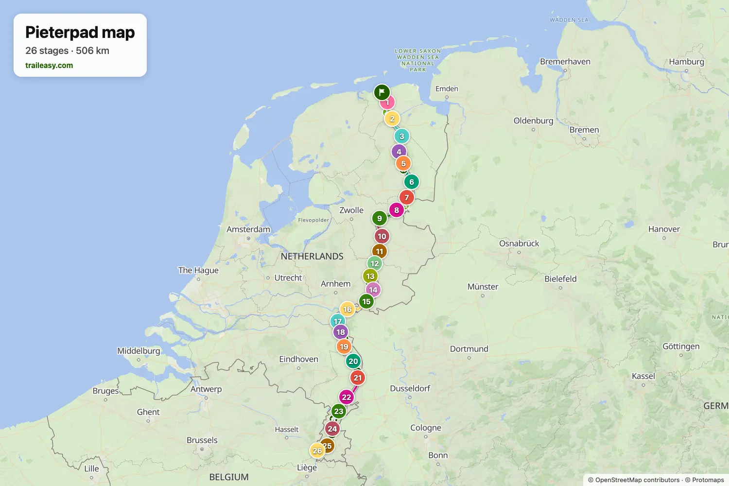 Map of the Pieterpad
