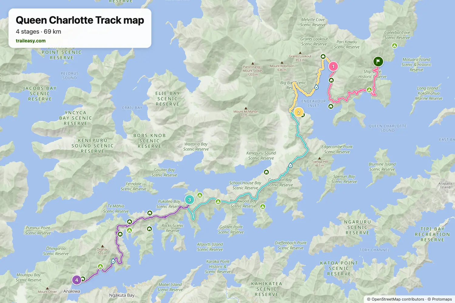 Map of the Queen Charlotte Track