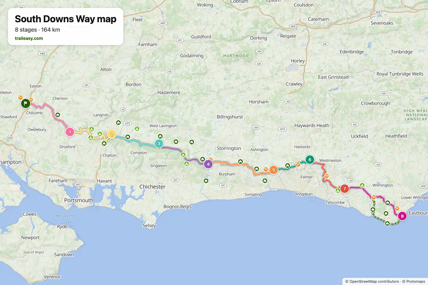 Map of the South Downs Way