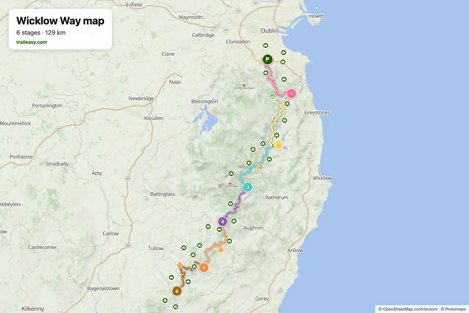 Map of the Wicklow Way